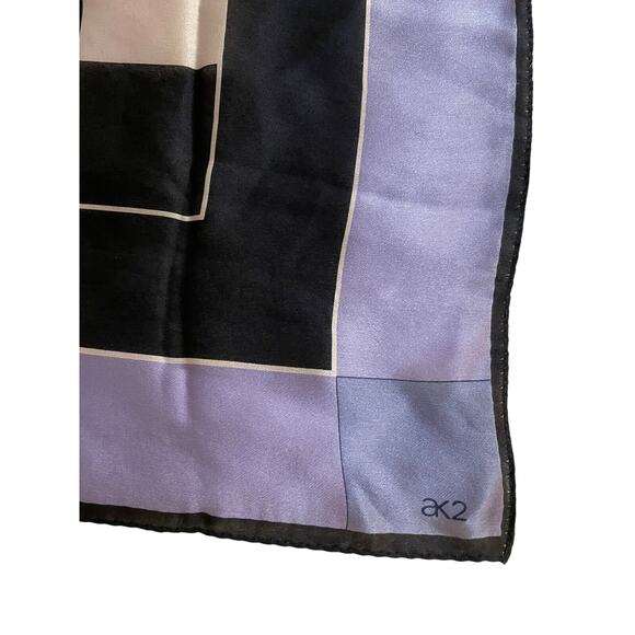 Y2K Ann Klein Silk Scarf Retro Geometric Fashion Statement Colorful - Picture 3 of 3